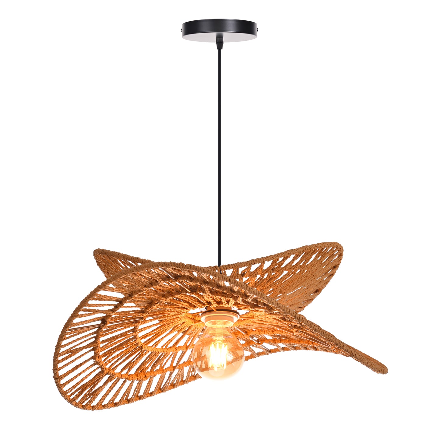 Double Tier Hemp Rope Pendant Light