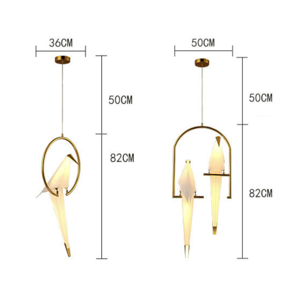 Single Origami Bird Pendant Light | Gold Modern Bedside Lamp