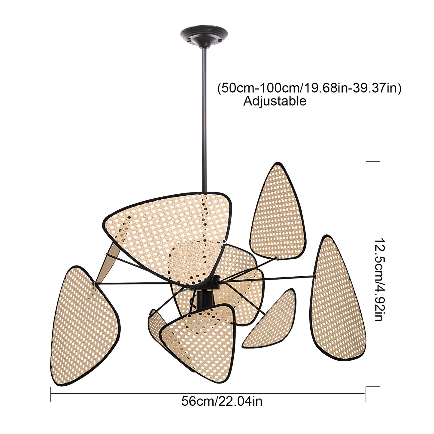 Modern Rattan Pendant Light – Artistic Multi-Leaf Woven Chandelier for Dining & Living Room