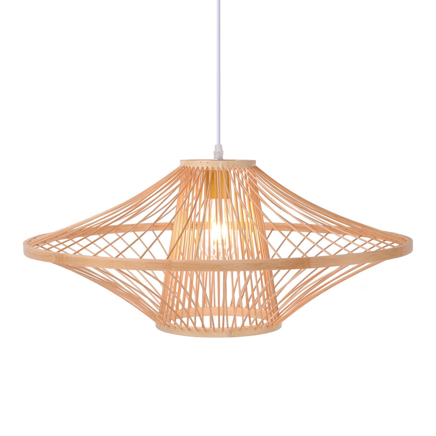 Handmade Bamboo Pendant Light Artistic - Japandi Saucer Bamboo Chandelier