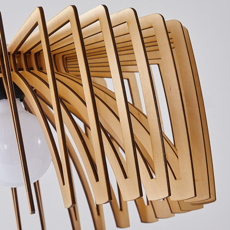 Mid Century Modern Wood Pendant Light Handmade Wooden Lamp