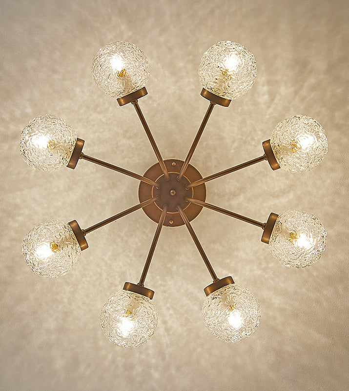 French Vintage Glass Ceiling Light for Living Room