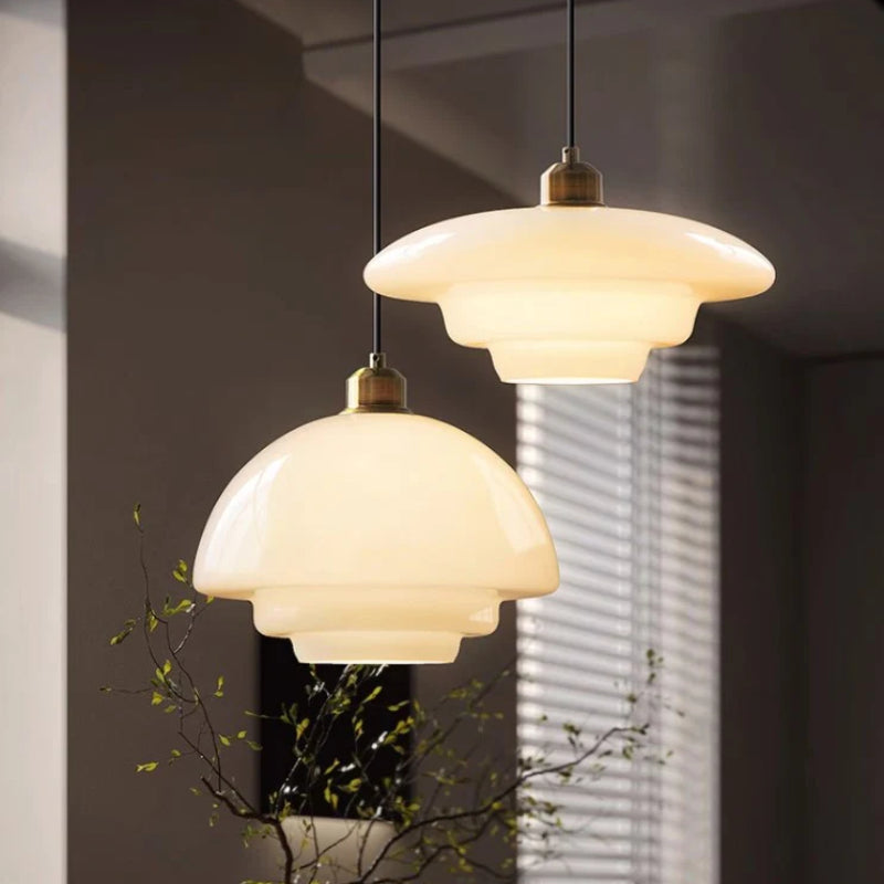 Mid Century Style Milk White Glass Pendant Light