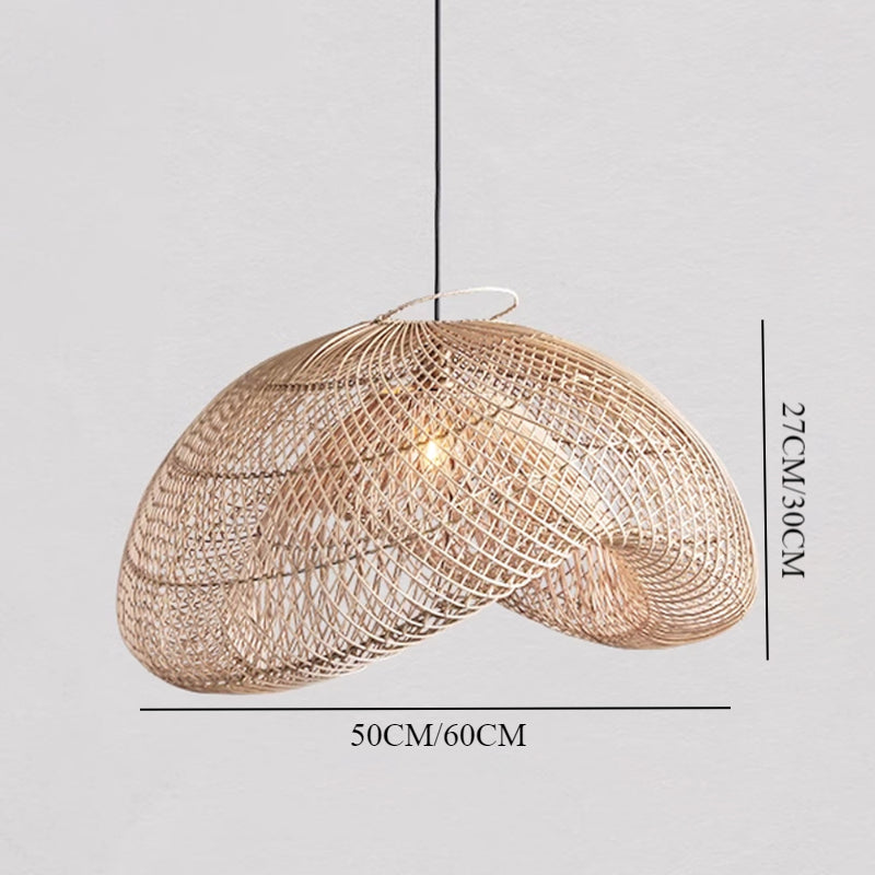 Wabi-Sabi Style Japanese Rattan Pendant Light Fixture For Living Room