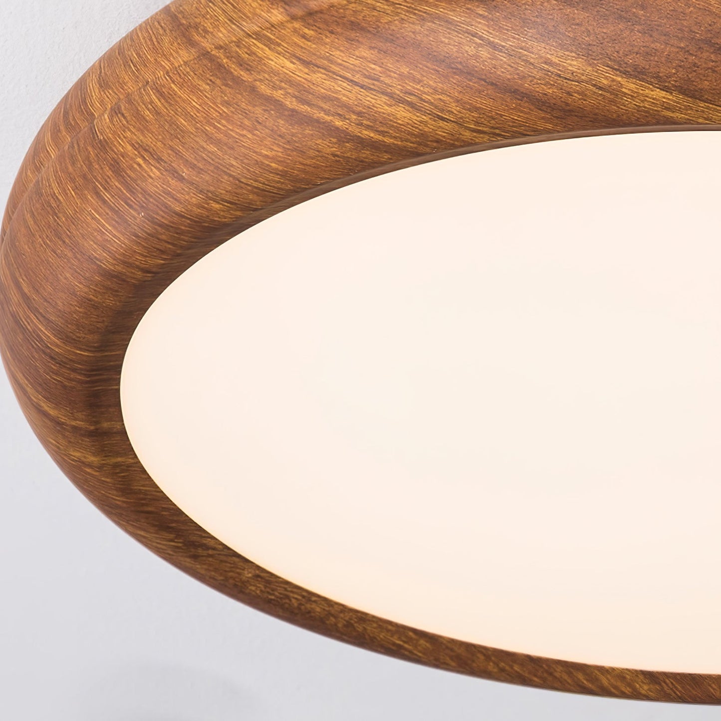 Wood Grain Round Living Room Ceiling Lamp