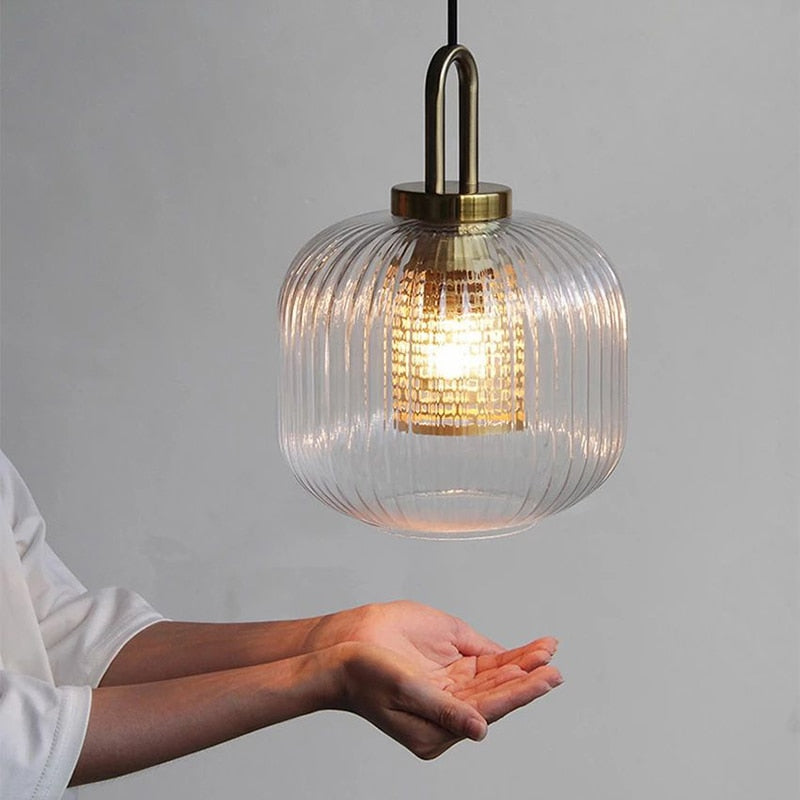 Clear Glass Pendant Light Shade With Brass Fitting