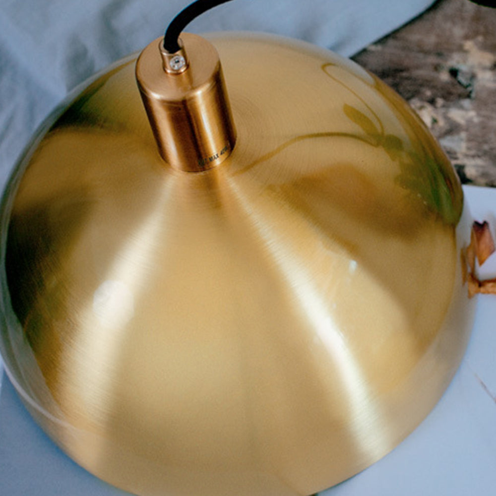 Mid-Century Brass Dome Pendant Light