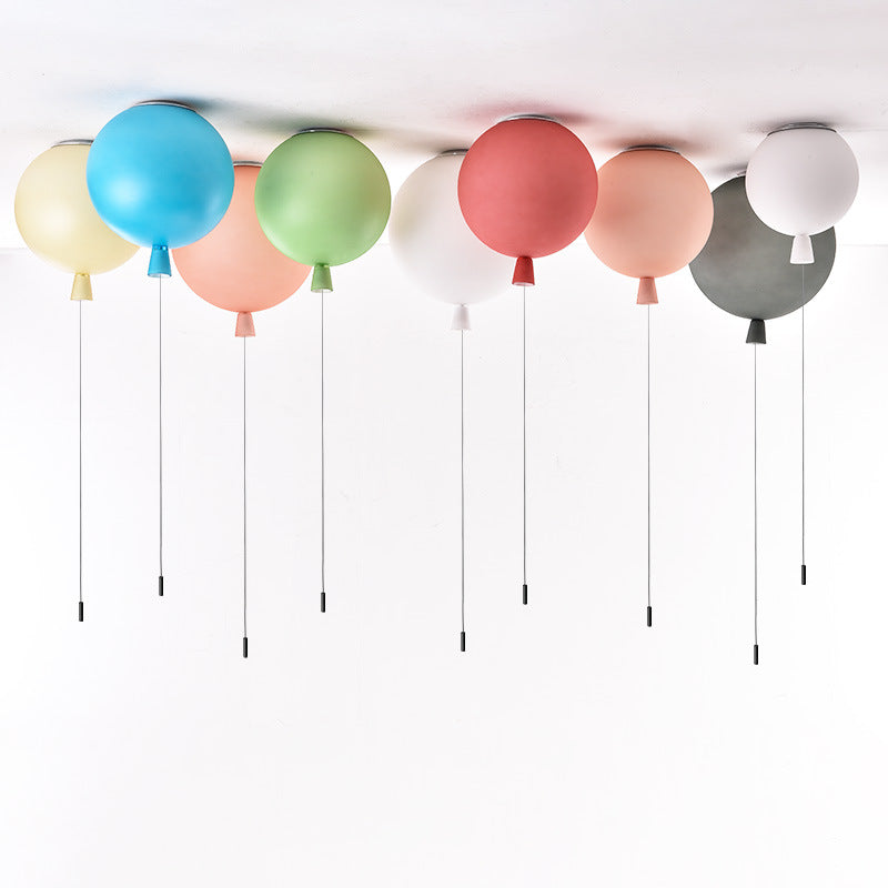 Modern Balloon Ceiling Light - Colorful Glass Flush Mount for Kids Room & Nursery