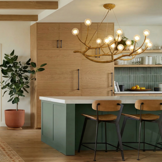 Organic Branch Chandelier - Modern Tree Branch Light with Glass Globes