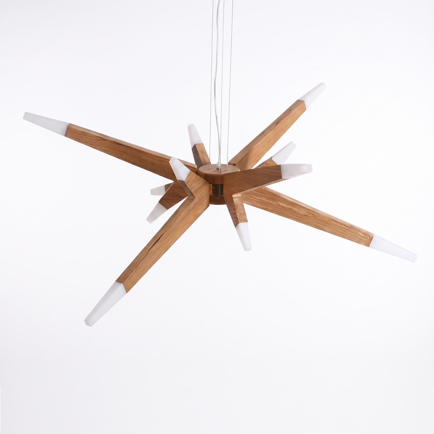 Modern Solid Wood Sputnik Chandelier - 12-Light Starburst Pendant LED