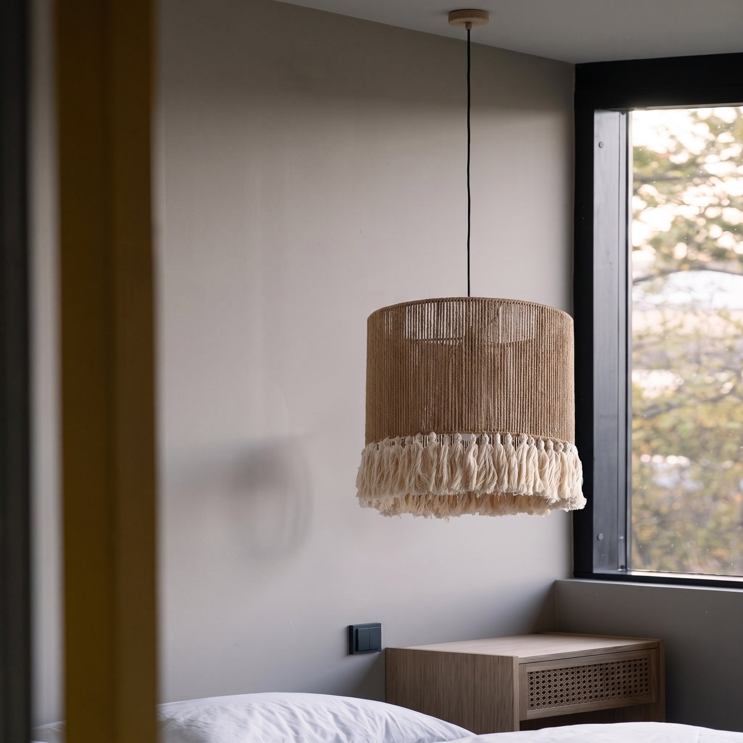 Modern Boho Jute Rope Pendant Light - Fringe Tassel Chandelier