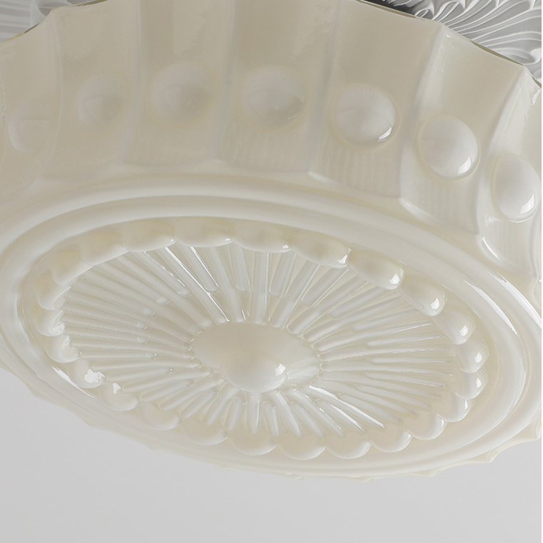 Vintage Hobnail Milk Glass Flush Mount - Retro Art Deco Ceiling Light