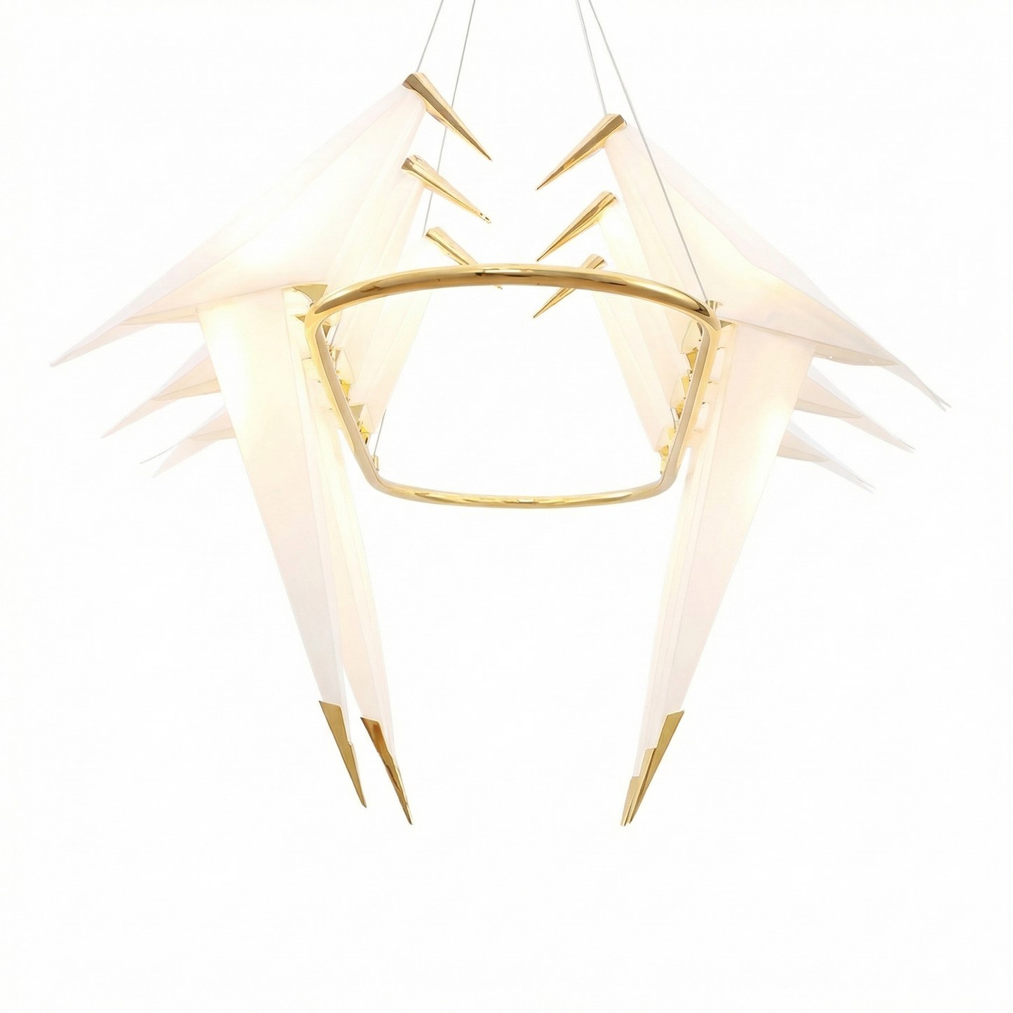 Modern Origami Bird Chandelier - Gold Perch Bird Pendant Light
