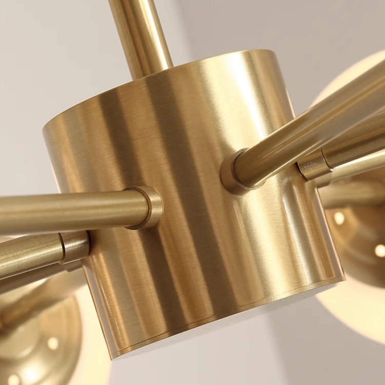 Modern Brass Sputnik Chandelier - 6-Light Opal Globe Chandelier