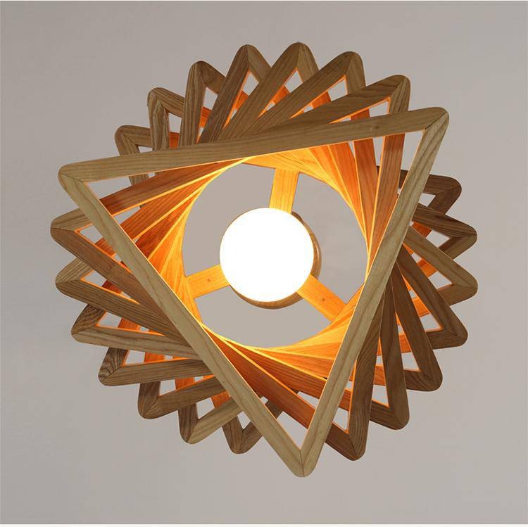 Nordic Style Retro Wood Chandelier Restaurant Lamp