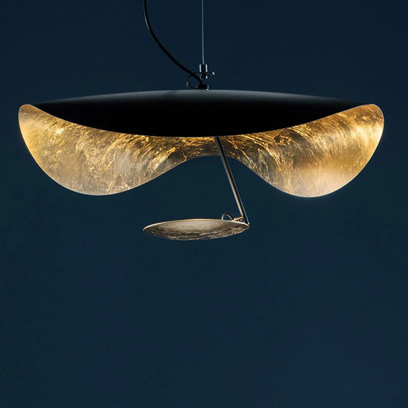 Creative Black Gold Chandelier UFO Brass Pendant Light
