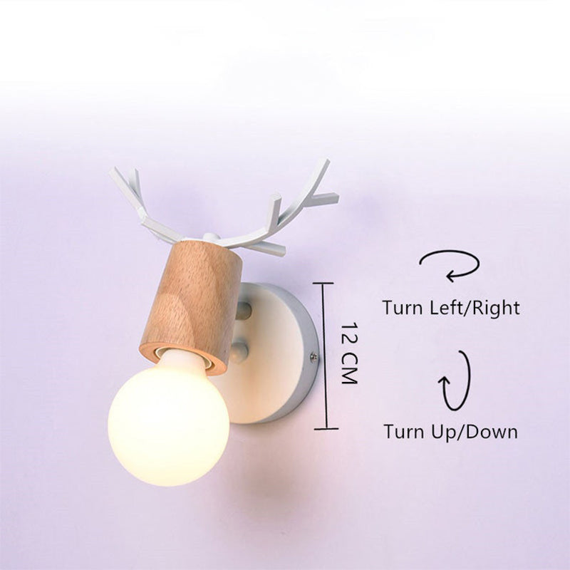 White Wooden Elk Wall Lamp Bedside Lamp