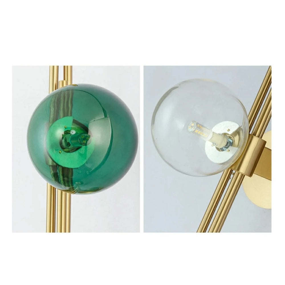 Green/Clear Glass Globe Wall Sconce Lamp Minimalist