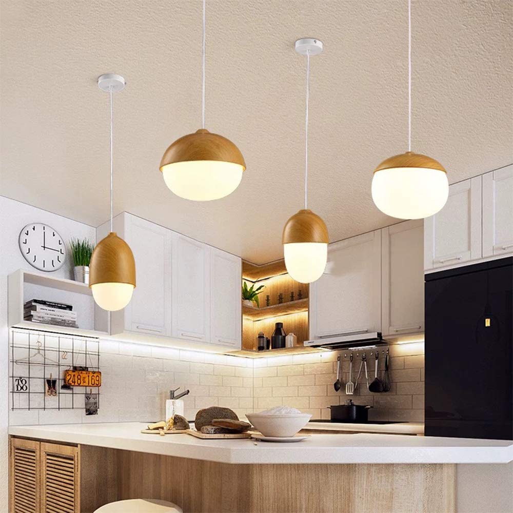 Wooden 1 Light Nut Shaped Pendant Light