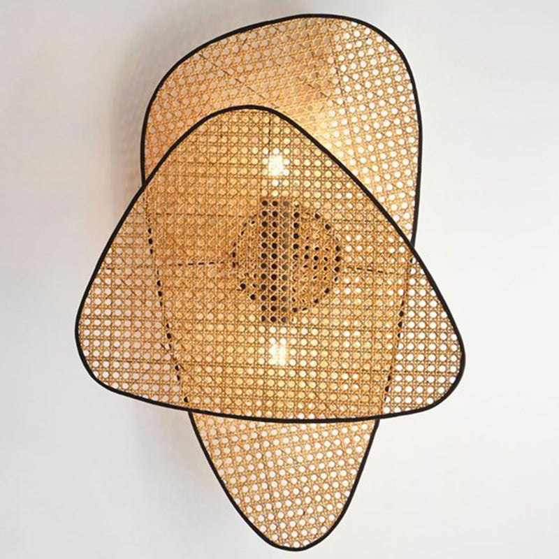 Creative Bedroom Bedside Wall Lamp Rattan Woven