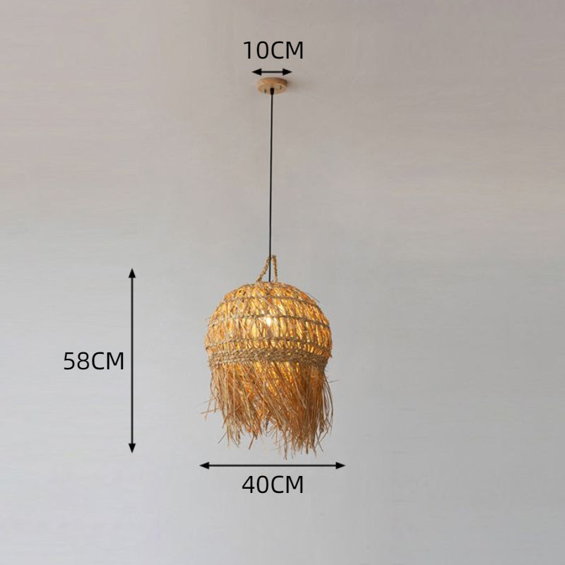 Unique Shade Bamboo Hanging Lighting Modern Style
