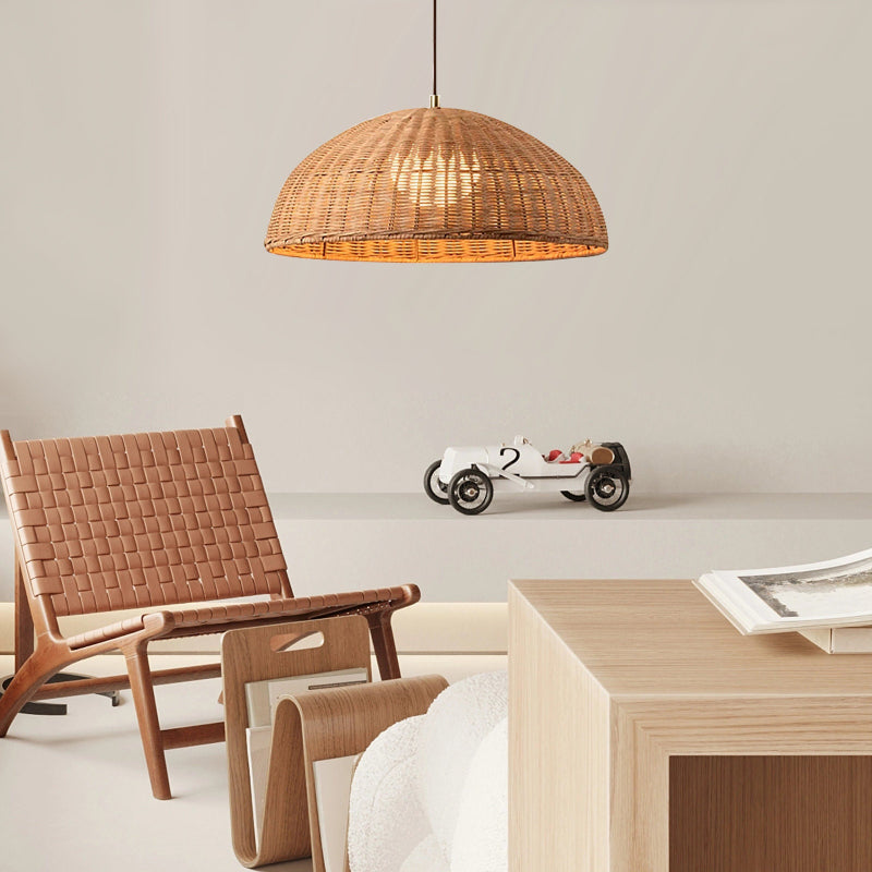 Coastal Rattan Pendant Lights Hat Shade Lamp