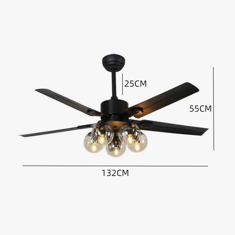 Black Vintage Ceiling Fan with Lights 52''