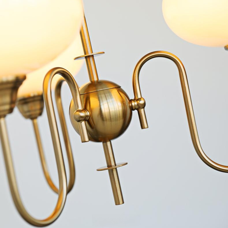 Modern Gooseneck Globe Chandelier - Mid-Century French Retro Pendant Light