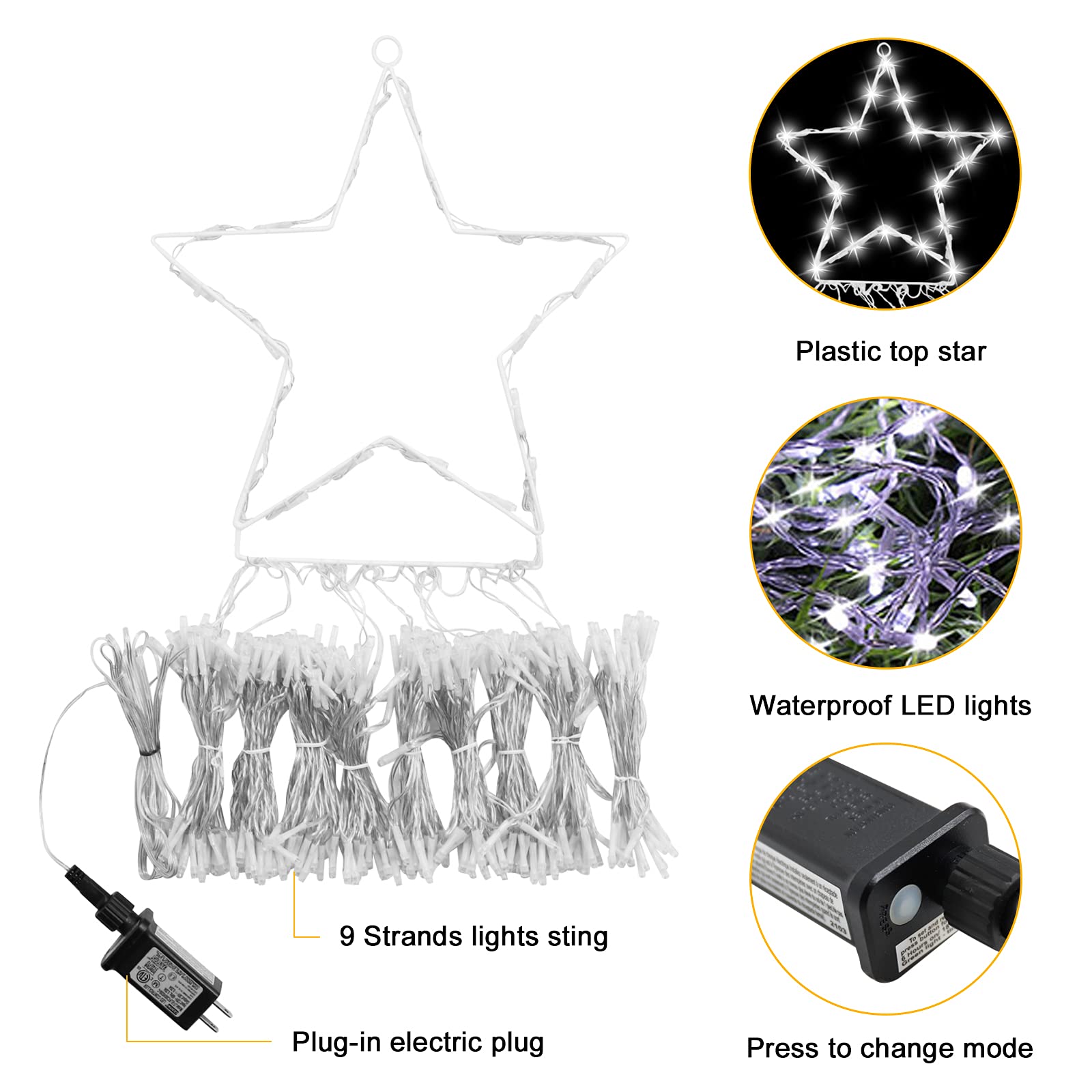 Outdoor Christmas  Waterproof 350 LED Star Lights Tree Decorations