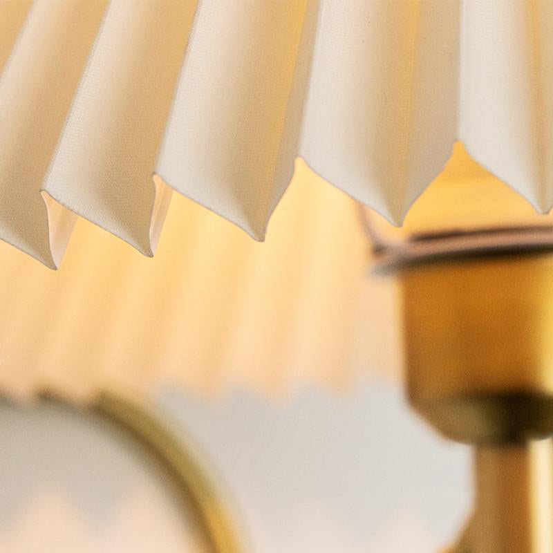Nordic Vintage White Brass Wall Lamp Pleated Table Lamp Shade