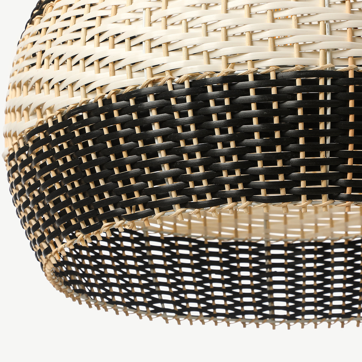 Black & White Lampshade Rattan Pendant Light
