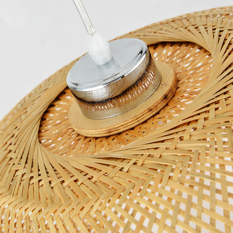 Mid-century Handicraft Ceiling Light Handmade Bamboo Pendant