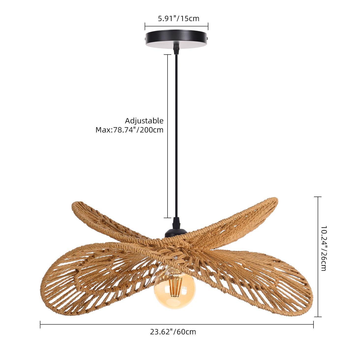 Double Tier Hemp Rope Pendant Light