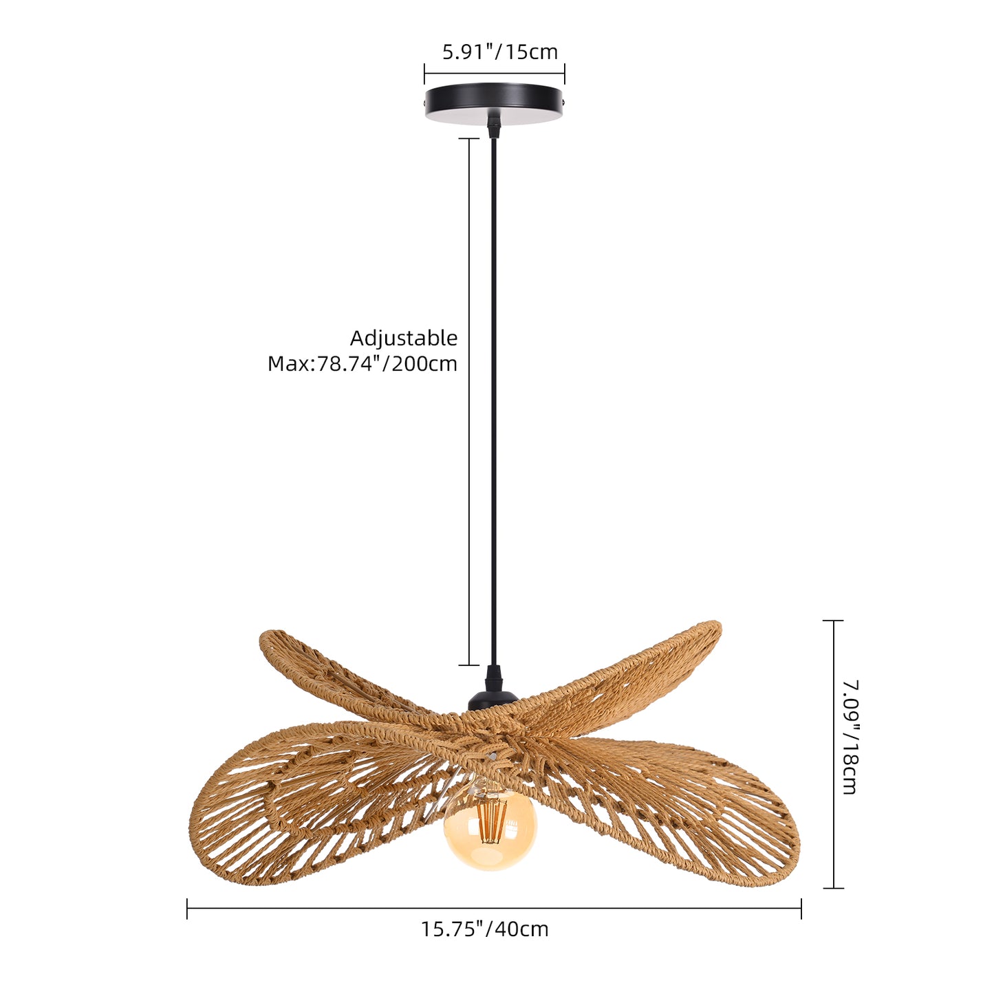 Double Tier Hemp Rope Pendant Light