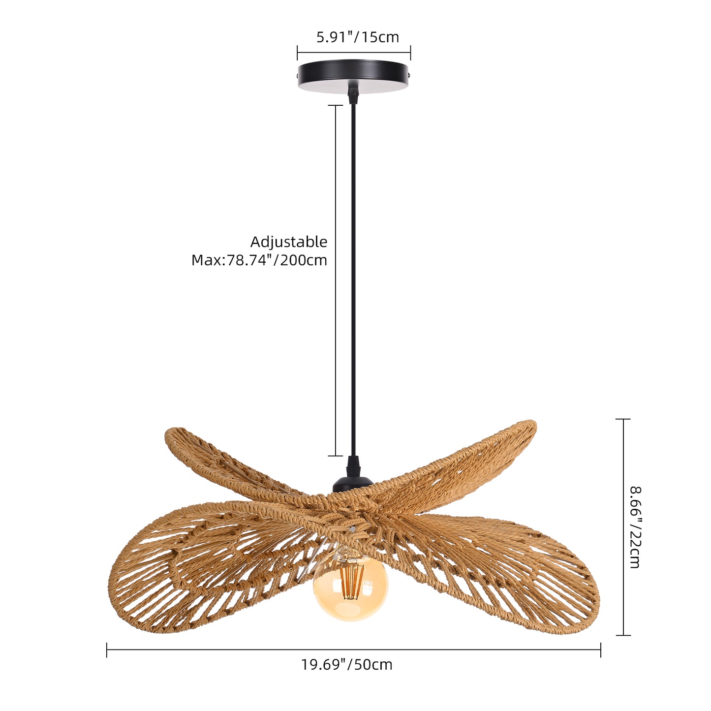 Double Tier Hemp Rope Pendant Light