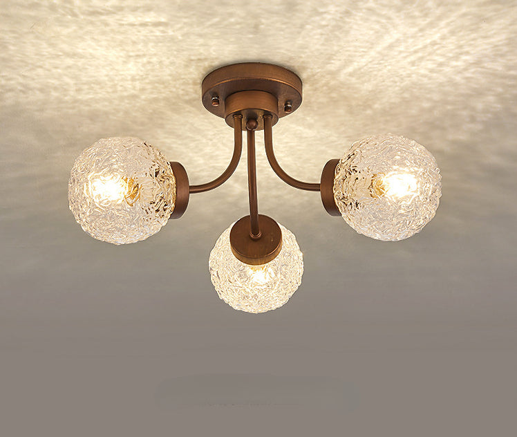 French Vintage Glass Ceiling Light for Living Room
