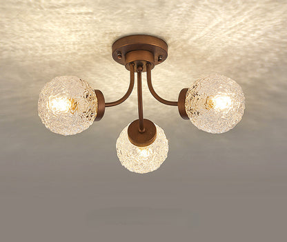 French Vintage Glass Ceiling Light for Living Room