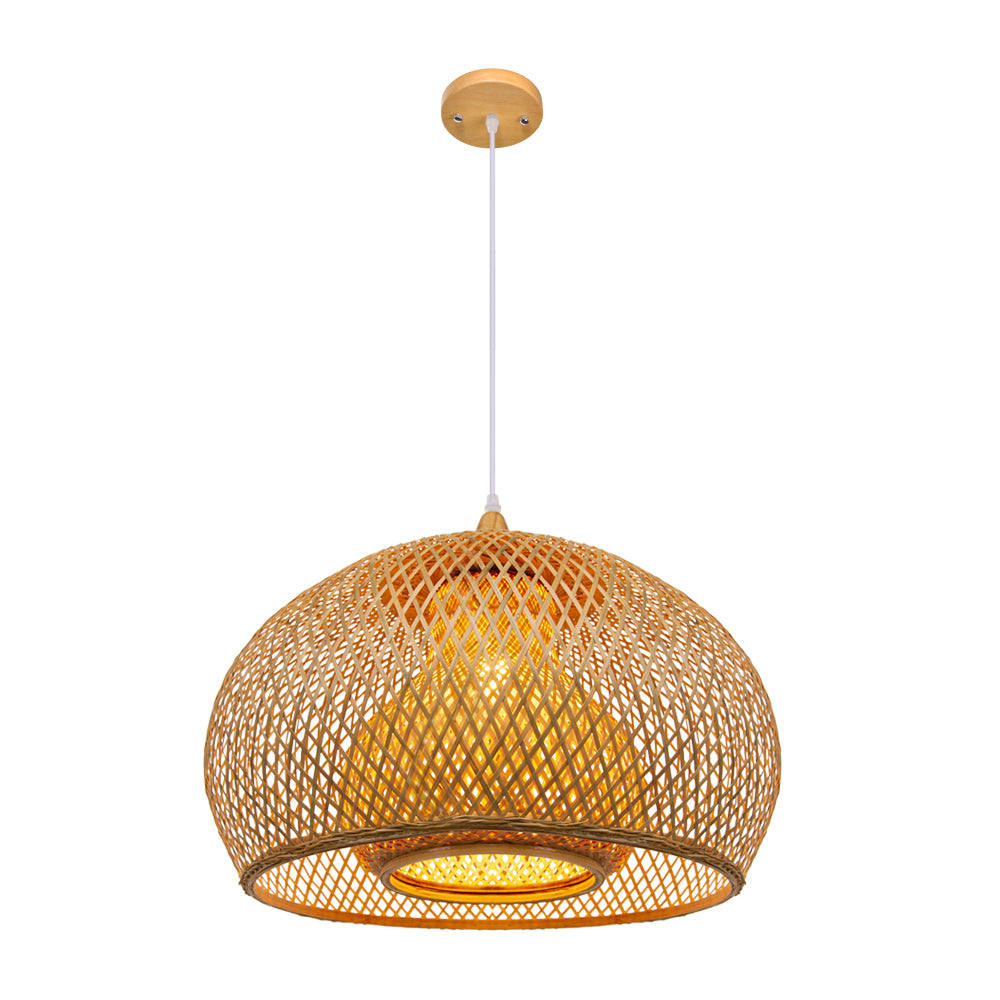 Hand-Woven Rattan Pendant Light | Natural Bamboo Ceiling Fitting