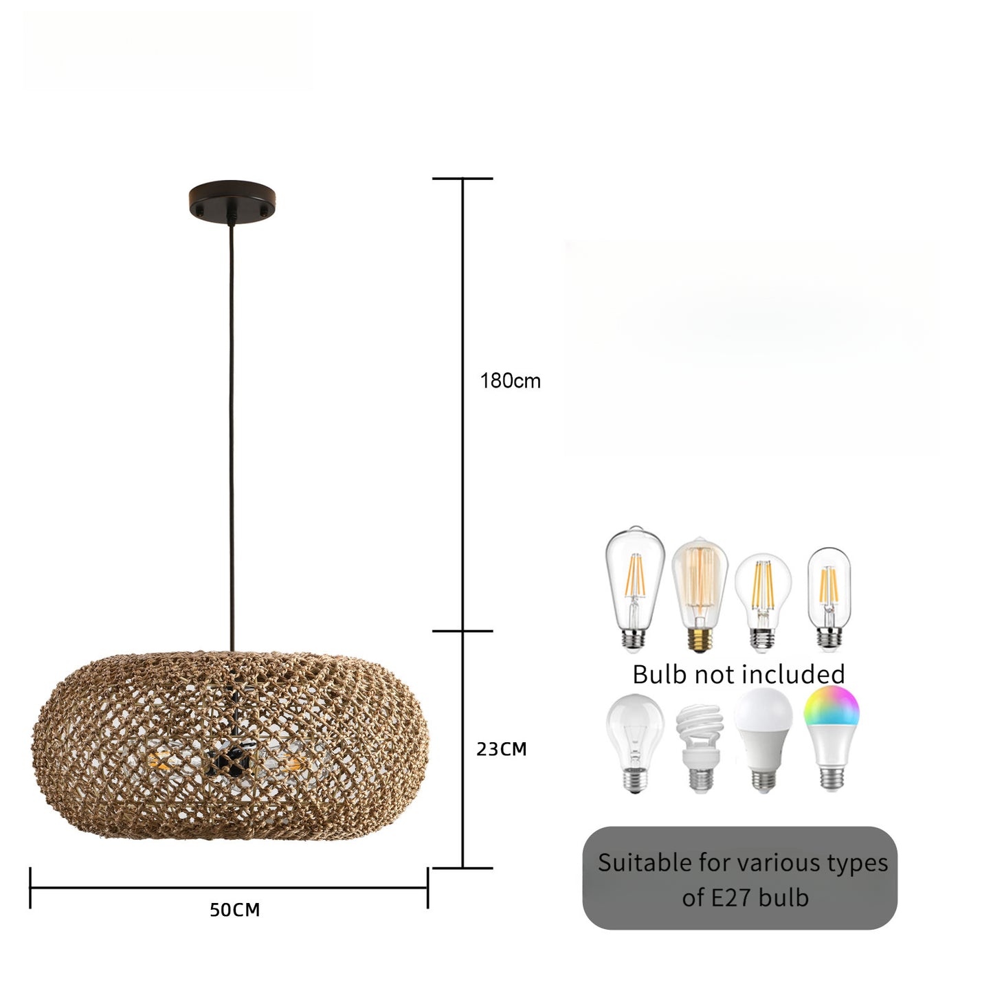 Wabi-Sabi Style  Rattan Woven Pendant Light for Dining Room