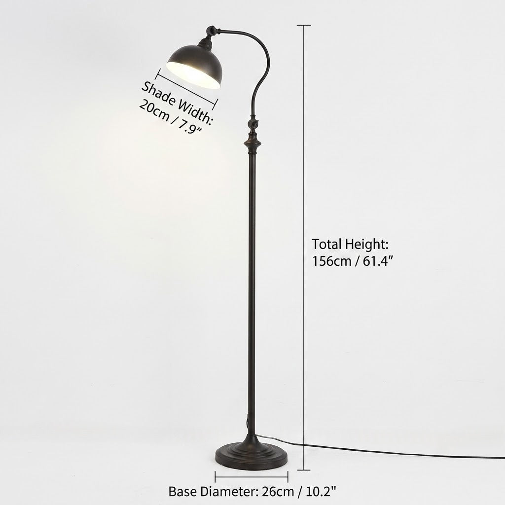 Vintage Adjustable Metal Floor Lamp – Industrial Reading Lamp