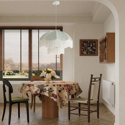 Vintage Floral Fabric Fringe Pendant Light