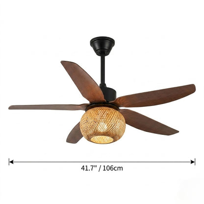Modern Rustic Bamboo Ceiling Fan with Light - 42"/48"/58" Remote Fan