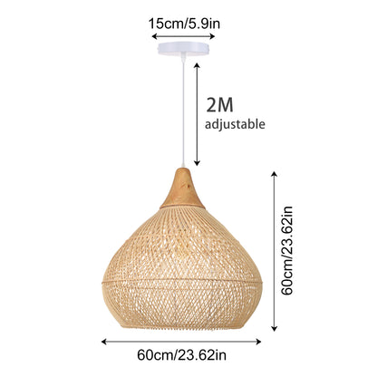 Modern Hand-Woven Rattan Pendant Light - Nordic Organic Teardrop Lamp