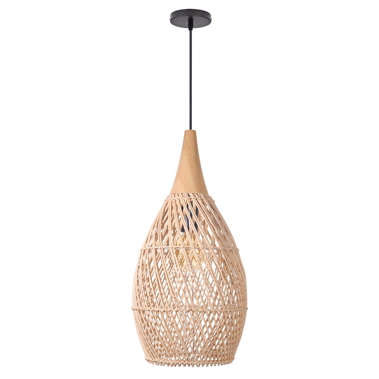 Wabi-sabi Retro Living Room Rattan Pendant Light Solid Wood Restaurant Lampshade
