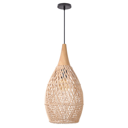 Wabi-sabi Retro Living Room Rattan Pendant Light Solid Wood Restaurant Lampshade