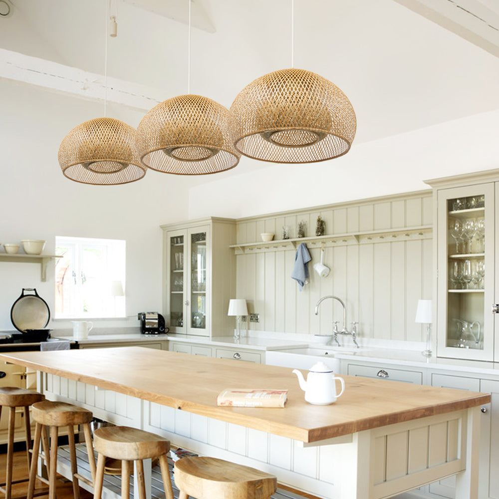 Hand-Woven Rattan Pendant Light | Natural Bamboo Ceiling Fitting