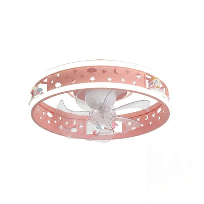 Kids Ceiling Fan with LED Light Cute Round Design