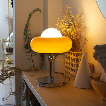 Vintage Bauhaus Glass Table Lamp for Bedside