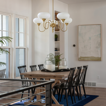 Modern Gooseneck Globe Chandelier - Mid-Century French Retro Pendant Light