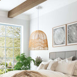 Load image into Gallery viewer, Rattan Pendant Light – Handwoven Natural Bamboo Ceiling Lamp